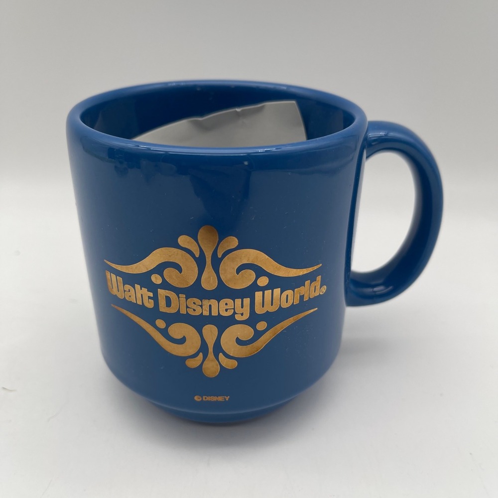 Vintage Walt Disney World Cobalt Blue 22K Gold Logo Coffee Mug Houze Art Spain
